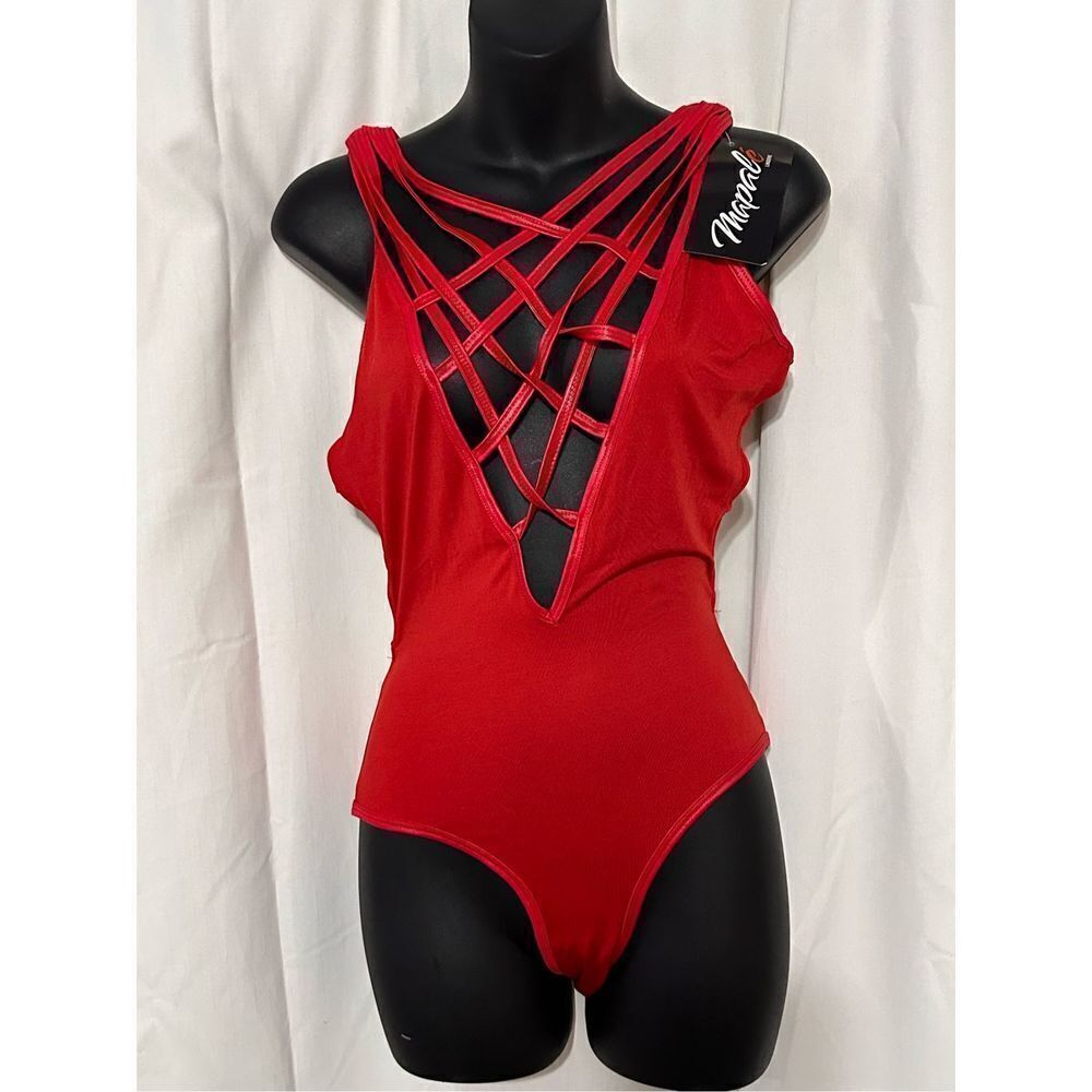 NEW WITH TAGS Mapale sexy One Piece BODYSUIT ROMPER‎ SIZE SMALL RED